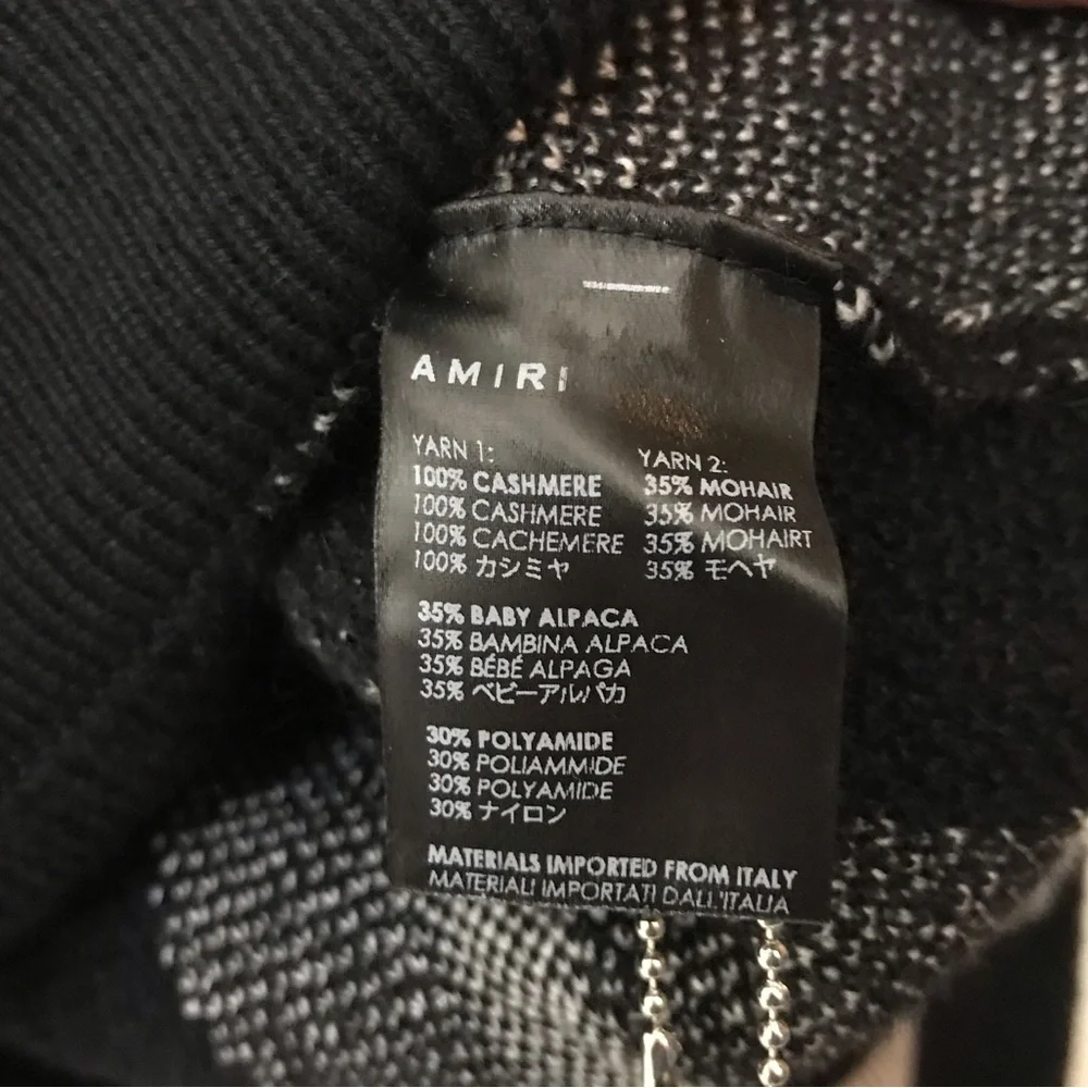 Amiri Logo Check Crew Mohair Cashmere Sweater Black White XXL Brand New With Tag - Picture 14 of 15